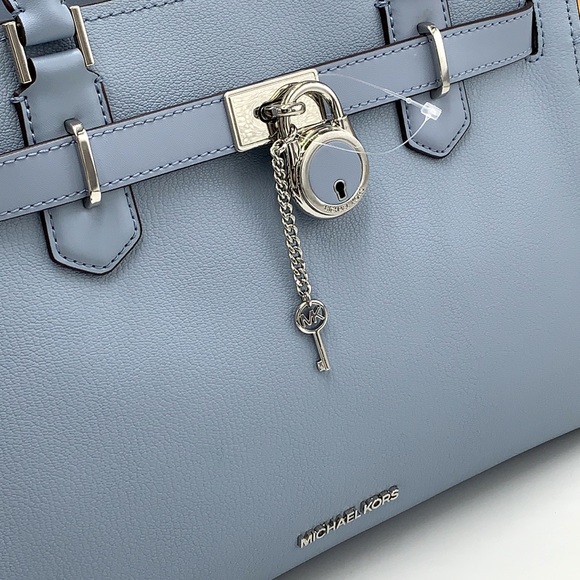 MICHAEL KORS HAMILTON MEDIUM SATCHEL PALE BLUE COLOR - Picture 4 of 16
